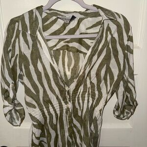 Green and White Zebra Print Dress